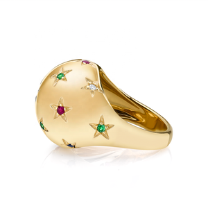 Bague cocktail étoile en zirconium arc-en-ciel de style hip-hop punk de Dubaï pour les fêtes - Product Image 1