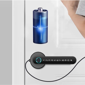 Serrure de porte intelligente pour l'europe argent numérique mot de passe mécanique clé carte bouton poignée cylindre ttlock tuya serrure intelligente - Product Image 3