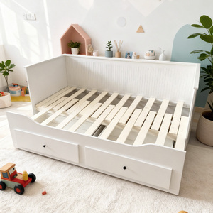 Divano Letto Singolo Multifunzionale Bianco con Struttura in Legno per Soggiorno, Letto per Bambini con Vano Contenitore - Product Image 5
