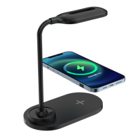Chargeur sans fil rapide 15W, lampes de bureau LED, lampe de table, veilleuse pour la maison, 3 modes d'éclairage