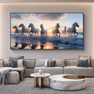 Decorazione per la Casa, <span class=keywords><strong>Quadri</strong></span> su Tela con Cavalli <span class=keywords><strong>in</strong></span> Corsa, Stampe di Animali, Arte <span class=keywords><strong>in</strong></span> <span class=keywords><strong>Vetro</strong></span> e Porcellana Cristallina, Decorazione Murale con 7 Cavalli - Product Image 3