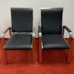 Silla de Espera Ssyou 600x640x1000mm, Estructura de Acero Inoxidable, Asiento de Cuero Negro, Uso en Oficina - Product Image 1