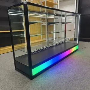 70inch Smoke Shop Full Vision Glass Display Cabinets With Led Light Tall Products Display Cases Showcase