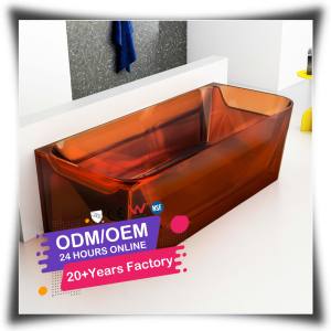 Bañera de resina independiente elegante y moderna con escurridor, decoración contemporánea para baño de hotel de lujo con <span class=keywords><strong>vistas</strong></span> expansivas - Product Image 1