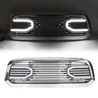 Grille avant chromée Big Horn + coque chromée avec lumière LED pour 13-18 Dodge Ram 1500