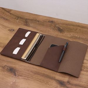 <b>Retro</b> PU Leather A5 Planner Notebook Book Case Pen Loop Loose-leaf Organizer Book Cover with Card Holder Business <b>Gifts</b> - Product Image 2