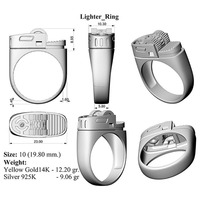 Bague Créative Punk Vintage en Alliage Plaqué Or et Argent, Forme Briquet Décoré
