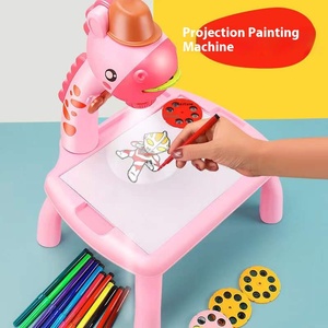 Mesa de dibujo de grafiti de dibujos animados multifuncional BJQ, juguete de escritorio de aprendizaje de proyección LED para niños y bebés, Idea de regalo perfecta - Product Image 2
