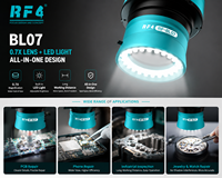 Mikroskop Stereo Industri RF4 RF-BL07 Lampu LED Sumber Cahaya Terintegrasi Lensa Objektif Bahan Plastik Perbaikan Ponsel