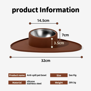 Modern Silicone Pet <b>Bowl</b> with Removable <b>Stainless</b> <b>Steel</b> Insert Anti Slip Feeding Dish for <b>Dogs</b> and Cats - Product Image 2