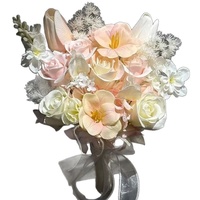 Bouquet de fleurs artificielles fait main style nordique avec mousse simulée pour cadeau d'amis, fiançailles, mariage, meilleure amie, festival Qixi