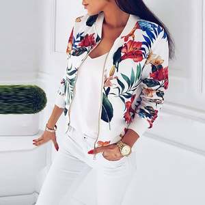 Chaquetas de Primavera para Mujer Talla Grande K185, Abrigo con Estampado Floral Retro, Ropa de Exterior de Manga Larga para Mujer, Chaqueta Corta Tipo Bomber - Product Image 5