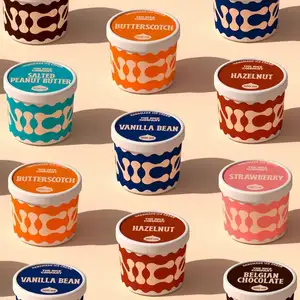 Fabricage Groothandel Ijs Papieren Bekers Prijs 16Oz Bevroren Dessertkom Yoghurt Ijs Bekers Dot Papier Container Met Deksel