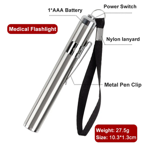 Portable 3W LED Stylo Flash Lumière Mini Lumière Jaune En Acier Inoxydable EDC Urgence Médicale <span class=keywords><strong>Camping</strong></span> T6 AA Clip Étanche - Product Image 3