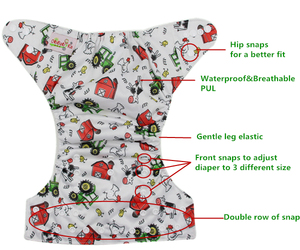 Pantalone per pannolini di stoffa per bambini classico riutilizzabile lavabile stampato su misura regolabile nuovo produttore Ohbabyka - Product Image 5