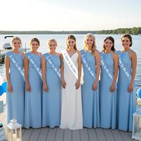 Set de 7 Lazos de Satén Azul y Blanco para Novia y Damas de Honor, Tema Lago, Recuerdos para Despedida de Soltera
