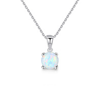 Collier pendentif en argent sterling 925 plaqué rhodium avec opale naturelle sertie clos, bijou pour femme, cadeau d'anniversaire, fête