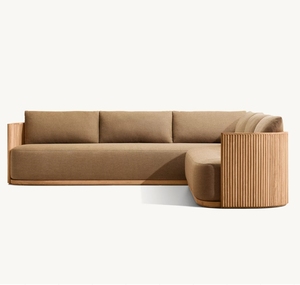 Juego de sofás de jardín <span class=keywords><strong>BYRON</strong></span> Premium Teak, muebles de exterior de lujo, sofá seccional en L grande de madera de teca para Patio y jardín - Product Image 2