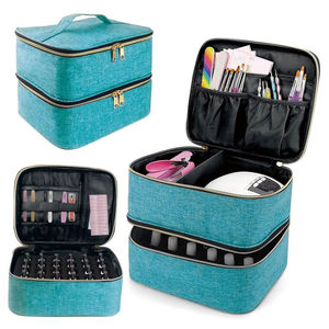 Caja de Almacenamiento de Esmalte de Uñas Portátil, Estilo Bohemio, Material PU, Rectangular, Desmontable, Doble Capa, 30 Compartimentos, Venta al Por Mayor - Product Image 1