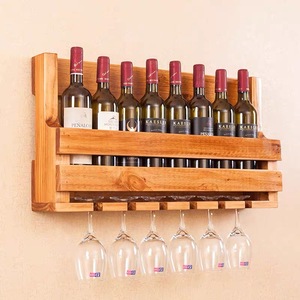 Vente d'usine : Étagère murale <span class=keywords><strong>en</strong></span> <span class=keywords><strong>bois</strong></span> de pin couleur naturelle pour bouteilles de vin, support <span class=keywords><strong>en</strong></span> bambou pour bouteilles et verres - Product Image 3
