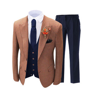 Slim Fit <span class=keywords><strong>Tweed</strong></span> Lana Negocios Plaid Dogtooth Jacquard Diseño Boda Novio Trajes de <span class=keywords><strong>3</strong></span> <span class=keywords><strong>piezas</strong></span> Conjunto para hombres - Product Image 6