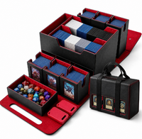 Boîte de rangement pour cartes TCG grande capacité en cuir PU, boîte de deck Commander avec 6 étuis à fenêtre amovibles, plateau à dés et poignée de transport