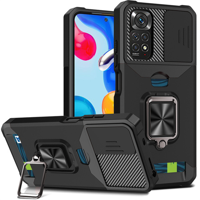 Armor Phone Case for Xiaomi Redmi 14C/Note 14 Pro Animal Design PCTPU Metal Card Insert -Up Window Drop-Resistant Ring