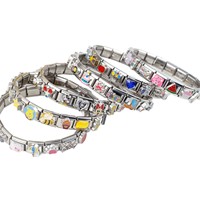 Bracelet à breloques modulable italien en acier inoxydable, bracelet élastique DIY à breloques de dessin animé, bracelet à breloques italien tendance