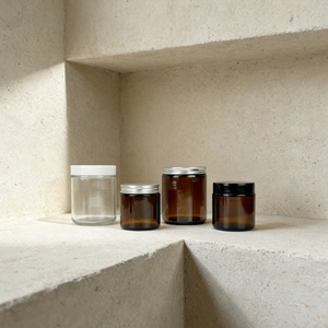 Factory Price Amber Candle Jar with Silver Aluminum <b>Cap</b> 50g 60g 100g 150g 200g Round Wide Mouth Cosmetic Body <b>Scrub</b> Jar - Product Image 6