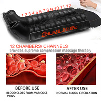 Solution de récupération des jambes portable et rechargeable VU, bottes de compression des jambes à 12 chambres avec pression réglable