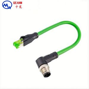 Konektor Tahan Air Ethernet M12 ke M12 Kabel Jaringan M12 ke RJ45 Cat5 4-pin D-code Lurus Sudut Kanan Male Plug 1M 5M 10M - Product Image 2