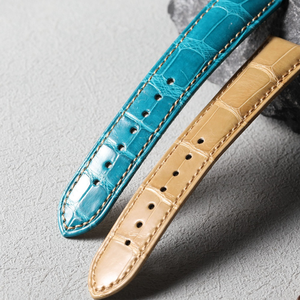 <span class=keywords><strong>Correa</strong></span> de Reloj de Cuero Genuino Hecha a Mano de 20MM con Patrón de Bambú, <span class=keywords><strong>Correa</strong></span> de Reloj de Cuero de Cocodrilo Americano de Primera Calidad para Hombre - Product Image 6