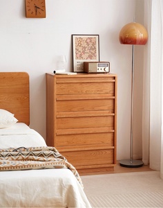<span class=keywords><strong>Commode</strong></span> étroite à 5 <span class=keywords><strong>tiroirs</strong></span> <span class=keywords><strong>en</strong></span> chêne massif, style moderne minimaliste, avec <span class=keywords><strong>tiroirs</strong></span> cannelés et pieds coniques, pour chambre à coucher - Product Image 5
