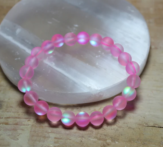 Braccialetto elasticizzato con perline di vetro a sirena mistica