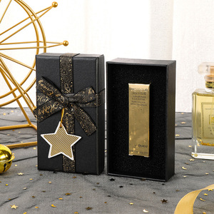 Caja <span class=keywords><strong>de</strong></span> Regalo Rectangular <span class=keywords><strong>de</strong></span> Cartón para Perfume y Lápiz Labial, con Forro <span class=keywords><strong>de</strong></span> <span class=keywords><strong>Rafia</strong></span>, Estilo Fresco, Cielo Estrellado Negro, Inserto <span class=keywords><strong>de</strong></span> Esponja Cosmética - Product Image 3