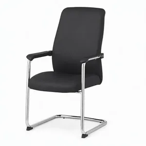 Fauteuil d'invité cantilever à dossier bas en cuir PU avec base fixe en chrome pour bureau, salle de conférence et réception - Product Image 1