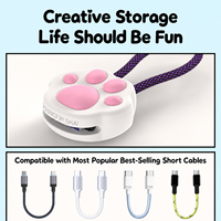 Organisateur de câbles en silicone SIKAI Patte de chat, pour câbles de charge USB-C courts, support de cordon portable mignon, design souple et moelleux, cadeau créatif