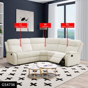 Conjunto de sofá de sala de estar de 3 piezas de tela Beige moderna, sofá reclinable de <span class=keywords><strong>pelusa</strong></span> transpirable blanco, apartamento convertible - Product Image 1