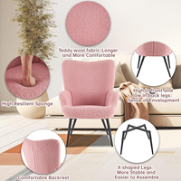 Fauteuil moderne en tissu polaire Teddy, confortable et rembourré, avec assise épaisse, fauteuil de détente individuel pour salon
