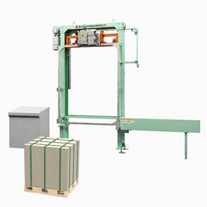 Machine de cerclage à portique entièrement automatique, unité de regroupement multifonction compatible avec les sangles en PP, PET et papier kraft - Product Image 1