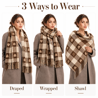 Écharpe d'hiver surdimensionnée à motif de cœur à carreaux pour femmes, châle à franges doux et chaud, accessoire de mode 195x35cm 195x70cm