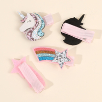CN 4 pinces à cheveux licorne scintillantes, douces, arc-en-ciel, pastel, crème glacée, pour filles et enfants