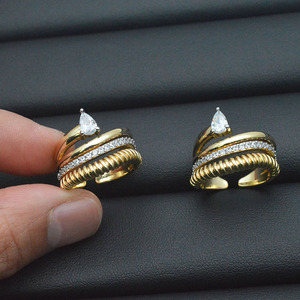 Vintage-Design <span class=keywords><strong>Gold</strong></span>/Silber Beschichtete Mehrschichtige Schlangenringe für Damen und Herren Glänzende CZ-Besetzte Punk Hip-Hop Offene Verstellbare Tier-Ringe - Product Image 5