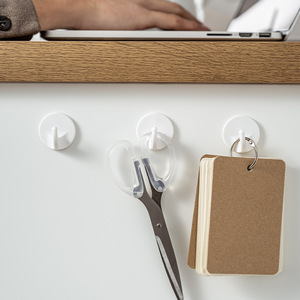 Yimijia Adhesive Hooks Round White 6-Pack Wall Mounted Durable Bathroom Kitchen Hooks - Product Image 1