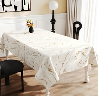 Nappe en PVC motif marbre tourbillonnant blanc, bleu et or, taille et couleur personnalisables, torchon de cuisine minimaliste imperméable et anti-taches