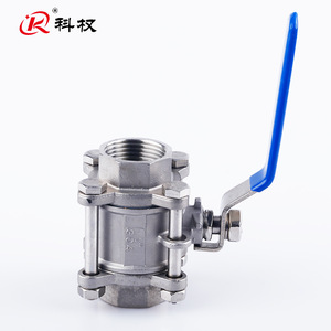 Vanne à bille Kq 3 pièces en acier inoxydable 304, filetage interne DN15 pour le contrôle du débit d'eau, de vapeur et d'huile à haute pression - Product Image 1