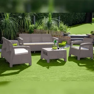 Sala Jardin esterno Terraza 6 Puestos Tipo Ratan Taupe - Product Image 2