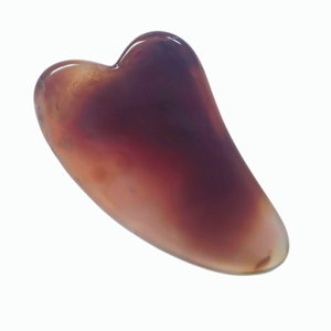 Planche de massage en agate rouge naturelle en forme de V, outil de grattage pour le visage, le cou et le corps, pour spa à domicile - Product Image 1