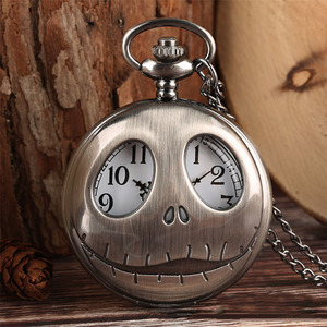 Estilo antiguo Nochebuena Horror ahuecado Calavera Clamshell Reloj <span class=keywords><strong>de</strong></span> bolsillo <span class=keywords><strong>de</strong></span> cuarzo Caja <span class=keywords><strong>de</strong></span> acero inoxidable Fabricantes al por mayor - Product Image 2