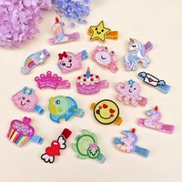 Pince à cheveux en cristal brodée d'animaux de dessin animé, avec motifs d'anniversaire, de cœur, de couronne, d'étoile et de gâteau, pince à franges non-endommageante pour